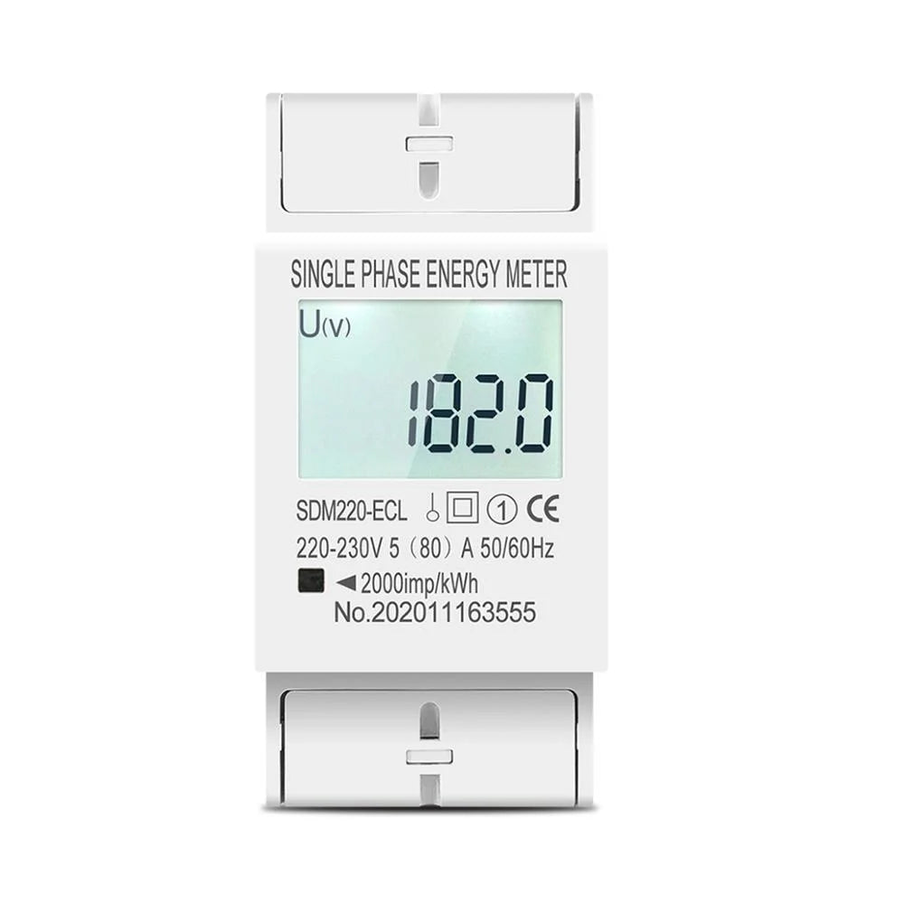 80A Din rail Single Phase Two Wire LCD Digital Display Power Consumption Energy Electric Meter kWh AC 220V 230V 50Hz/60Hz