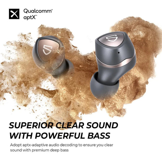 Soundpeats Sonic Bluetooth 5.2 Wireless Earphones QCC3040 Chipset APTX-adaptive CVC 8.0 Noise Reduction Earbuds 45H Play time