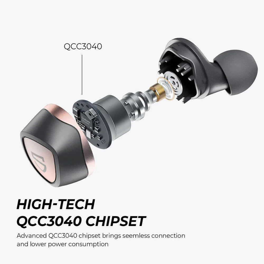 Soundpeats Sonic Bluetooth 5.2 Wireless Earphones QCC3040 Chipset APTX-adaptive CVC 8.0 Noise Reduction Earbuds 45H Play time