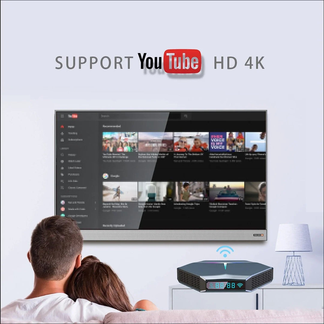 E-India A95X F4 Amlogic S905X4 Smart Android 10 TV Box 4K HD YouTube 4GB RAM 32GB 64GB 128GB ROM 2.4G/5Ghz Wifi RGB Light Set Top Box