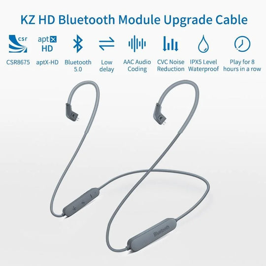 KZ Aptx HD CSR8675 MMCX Bluetooth Module Earphone 5.0 Wireless Upgrade Cable Applies Headphones AS10ZSTZSNProZS10Pro/AS16/ZSX