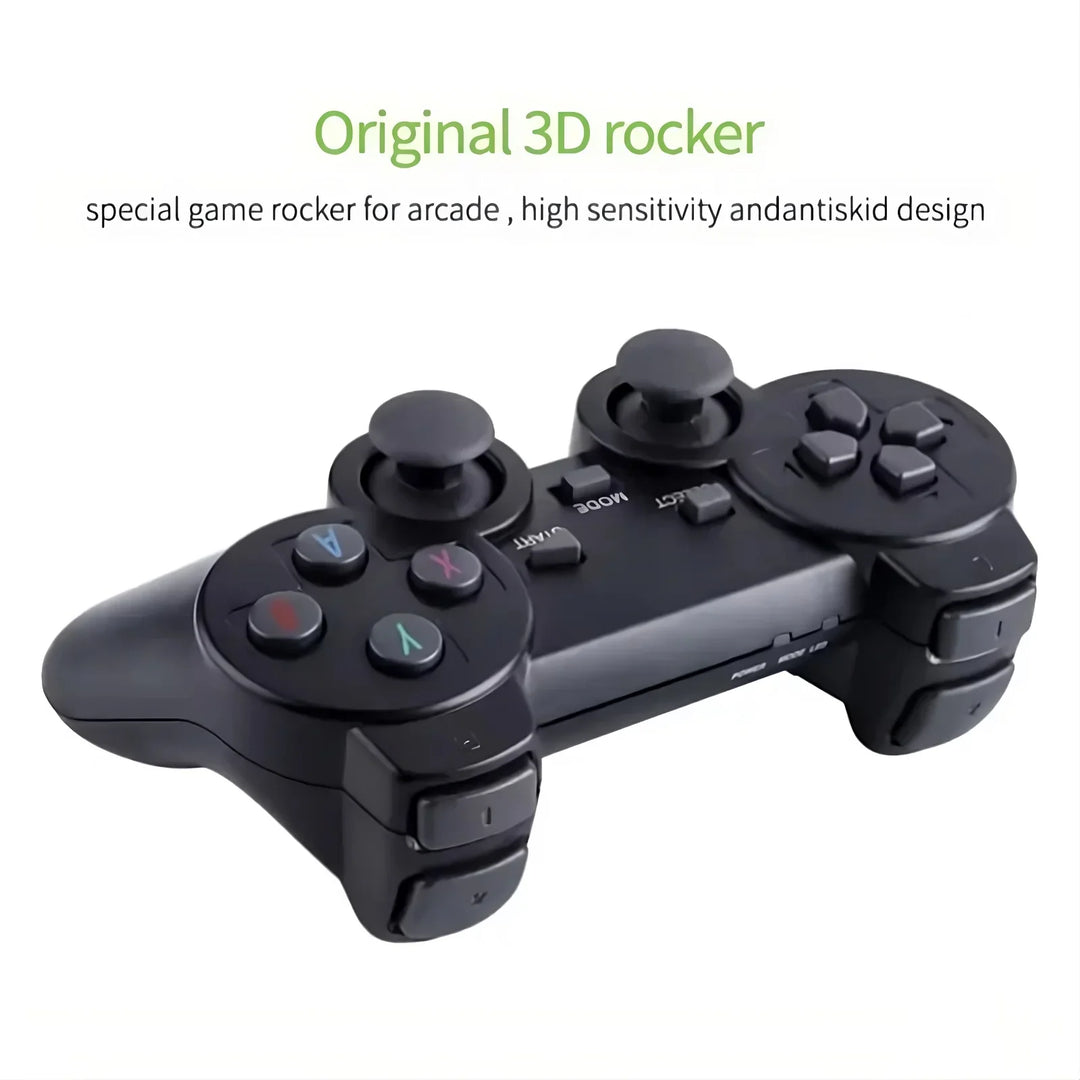 M9 gaming stick: new 2.4g double wireless controller game stick - 4k resolution 10,000 retro games 64gb storage perfect tv boy gift