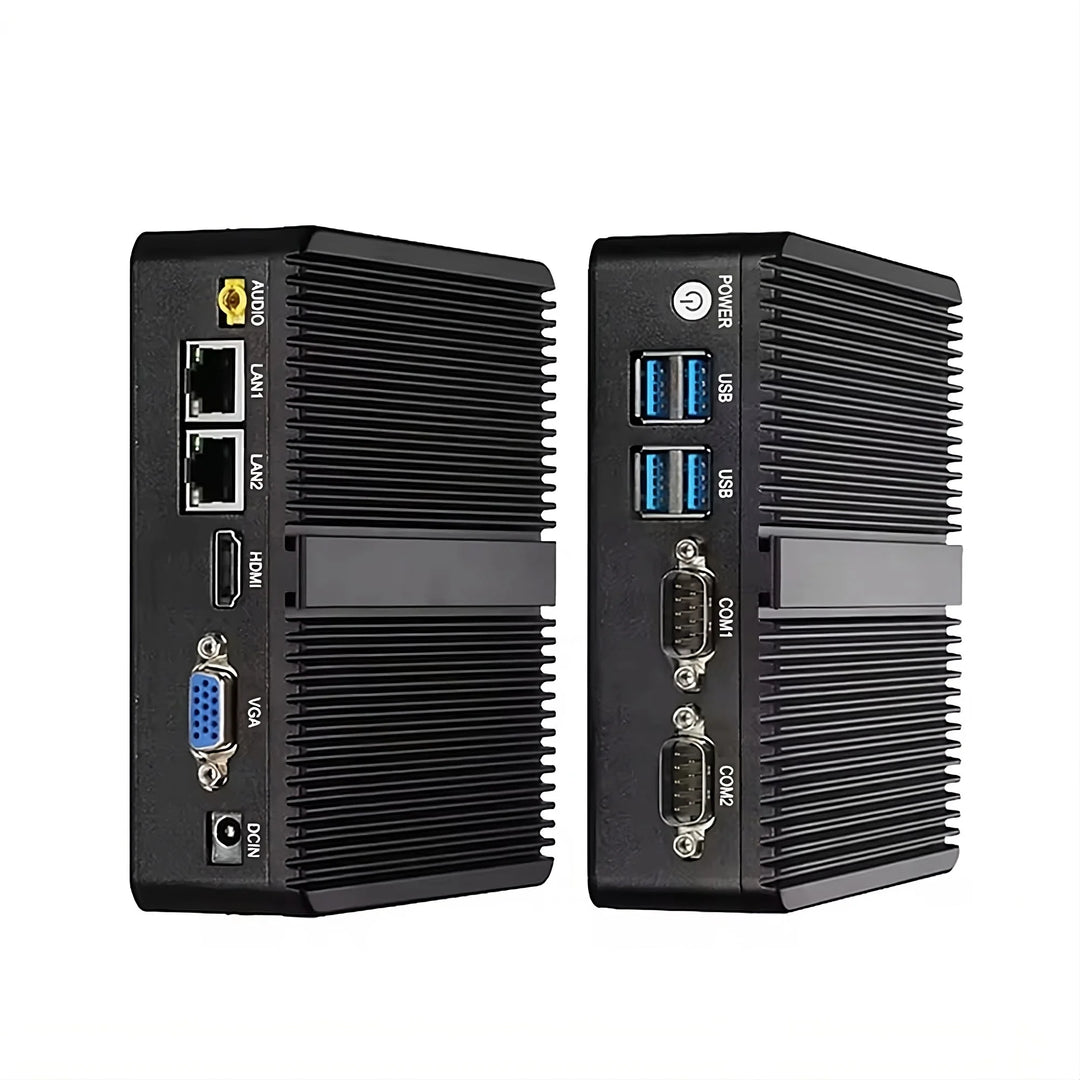 Onyxlite by skullsaints: fanless mini pc desktop with intel 3205u dual core dual rs232 dual lan dual display (vga & hdmi) and usb 3.0