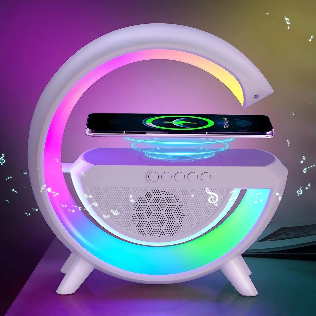 Rgb wireless charger: rgb night light alarm clock speaker and desk lamp - perfect for iphone android useful in home decoration bedroom &