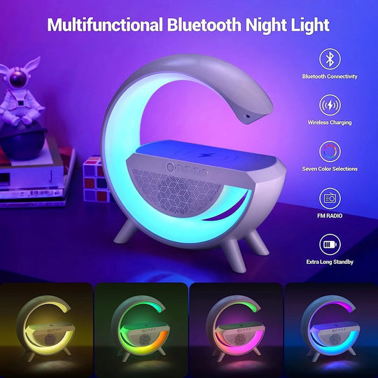 Rgb wireless charger: rgb night light alarm clock speaker and desk lamp - perfect for iphone android useful in home decoration bedroom &