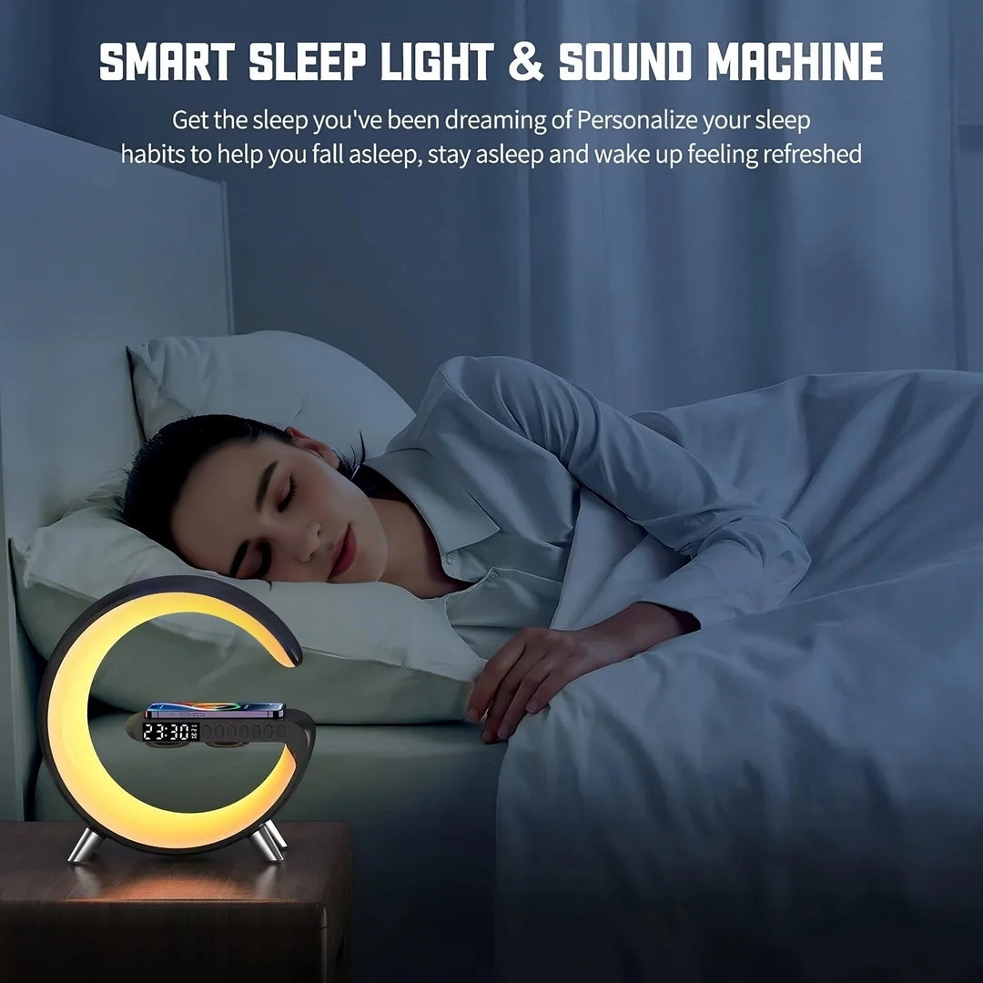 Rgb wireless charger: rgb night light alarm clock speaker and desk lamp - perfect for iphone android useful in home decoration bedroom &