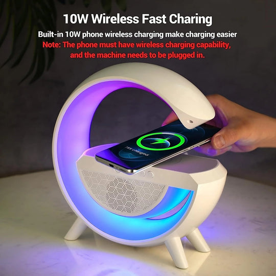 Rgb wireless charger: rgb night light alarm clock speaker and desk lamp - perfect for iphone android useful in home decoration bedroom &
