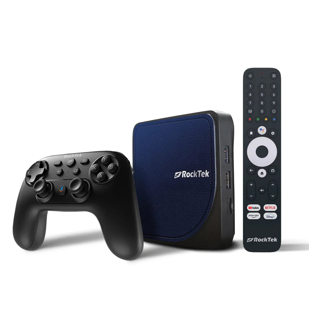 Rocktek rtx5000 android 12 tv box and gaming machine with nvidia geforce gp1500 google certified gamepad - ₹12,999
