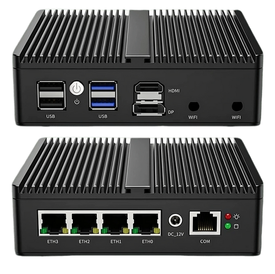 Skullsaints onyx: intel 11th gen n5105 fanless mini industrial pc with 4x 2.5g intel i226 i225 lan ddr4 nvme soft router firewall hdmi2.0 13