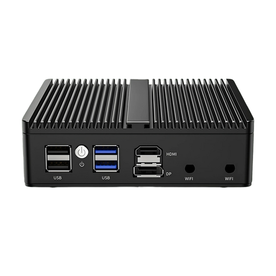 Skullsaints onyx: intel 11th gen n5105 fanless mini industrial pc with 4x 2.5g intel i226 i225 lan ddr4 nvme soft router firewall hdmi2.0 13