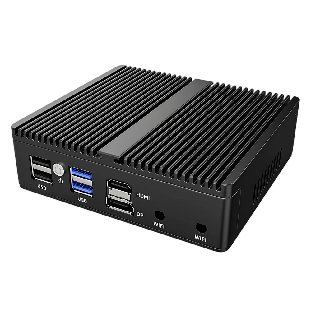 Skullsaints onyx: intel 11th gen n5105 fanless mini industrial pc with 4x 2.5g intel i226 i225 lan ddr4 nvme soft router firewall hdmi2.0 13