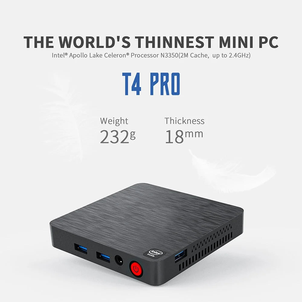 Skullsaints t4 pro mini pc genuine windows 10 intel celeron n3350 (up to 2.4ghz) ultra-quiet mini computer,4gb ddr/64gb emmc,dual hdmi