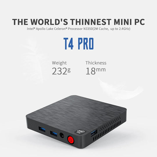 Skullsaints t4 pro mini pc genuine windows 10 intel celeron n3350 (up to 2.4ghz) ultra-quiet mini computer,4gb ddr/64gb emmc,dual hdmi