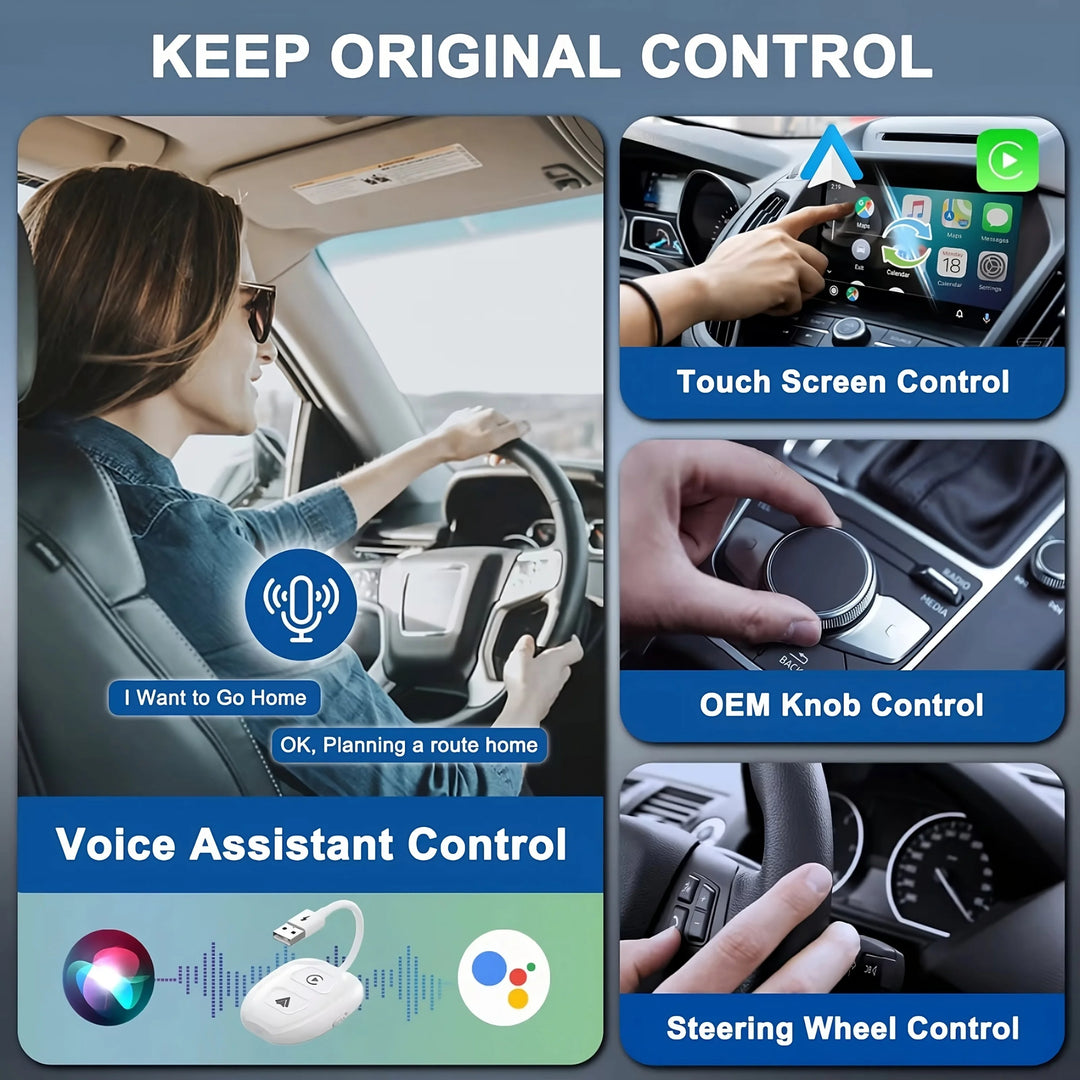 Techadro 2 - in - 1 wireless apple carplay / android auto adapter a 5.8 ghz dongle wired to conversion with usb a/usb c compatibility