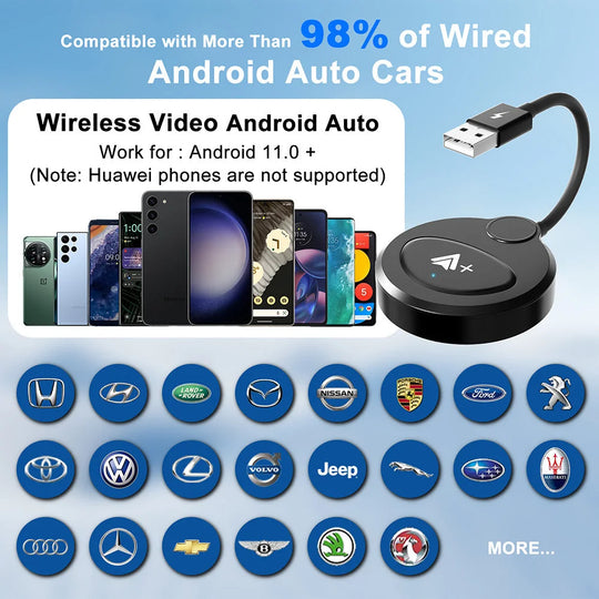 Techadro wireless android auto adapter with youtube netflix - upgrade factory wired to wireless android auto wifi bluetooth dongle