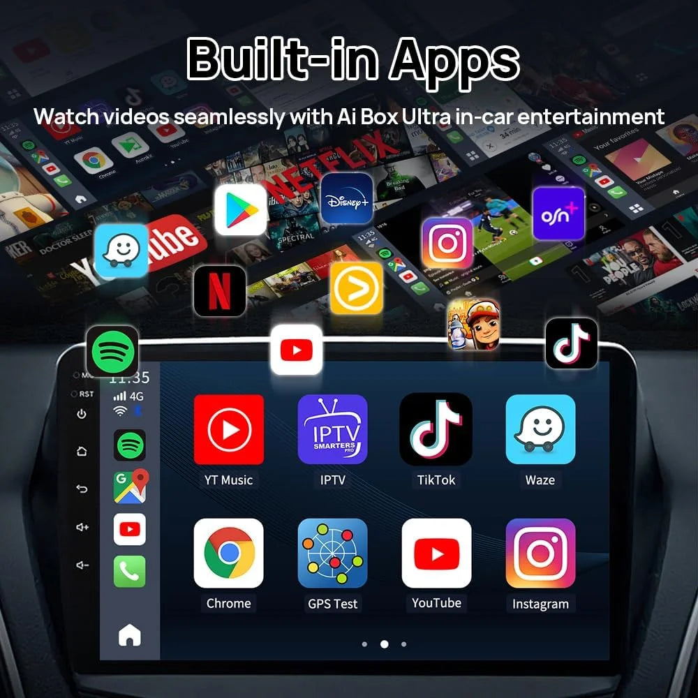 Techadro carplay ai box android 13.0 - supports wired carplay and touchscreen cars built-in 4g 8-core 8gb ram + 128gb rom youtube netflix