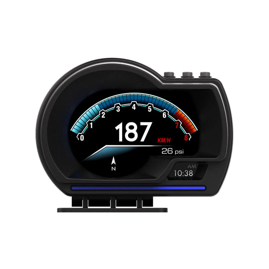 Techadro ta-h1 hud obd2 + gps smart gauge speedometer – high-resolution no delay head-up display 10 interfaces - ₹2,999