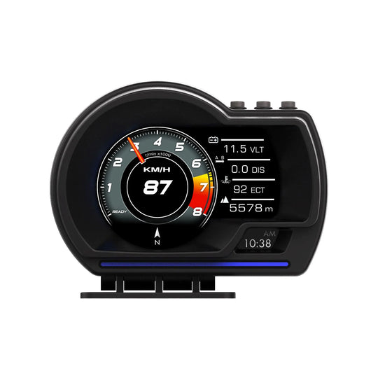 Techadro ta-h1 hud obd2 + gps smart gauge speedometer – high-resolution no delay head-up display 10 interfaces - ₹2,999